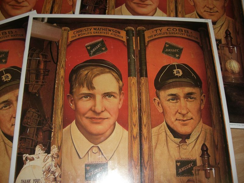 VINTAGE TY COBB CHRISTY MATHEWSON POSTER LOT 5 SEALED  