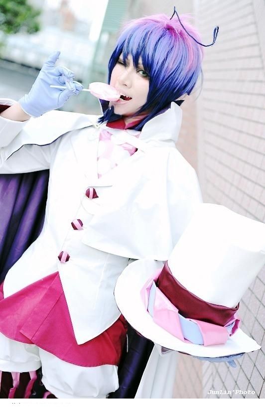 Ao no Exorcist Mephisto.pheies Short Cosplay Blue Pink Mixed Party 