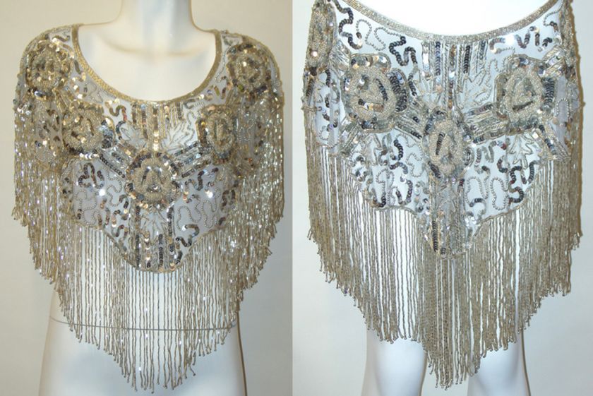 Sequin Scarf Shawl Wrap   Silver * Evening Wear  