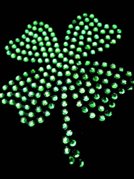 Emeral Rhinestone Shamrock Hot Fix Motif  