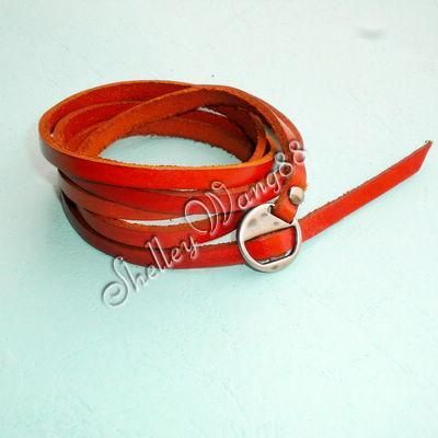 Vintage Leather Buckle Belt Bracelet Wristband Red Cool  