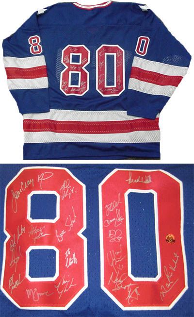 1980 USA Gold Medal Olympic Hockey Team Signed Blue Jersey Auto By 