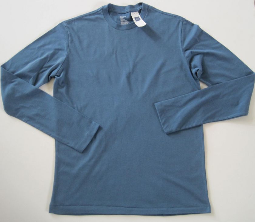 GAP MENS BLUE L/S CREWNECK T SHIRT XS   LARGE NWT  