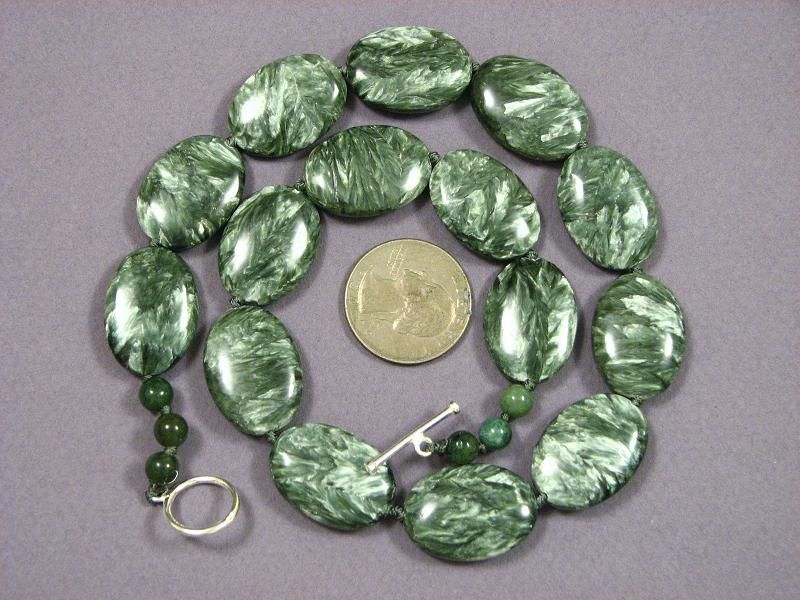 Necklace Seraphinite Large 25mm Flat Ovals 925  