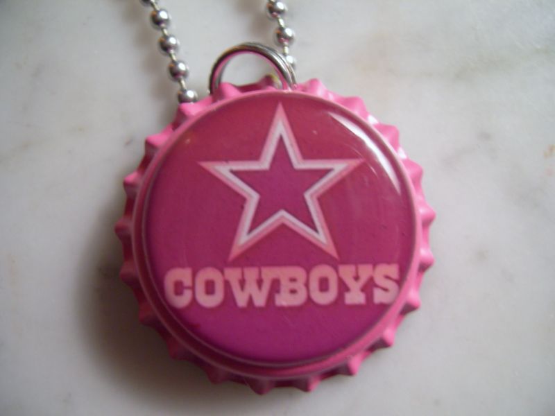 DALLAS COWBOYS FOOTBALL PINK STAR BOTTLE CAP NECKLACE  