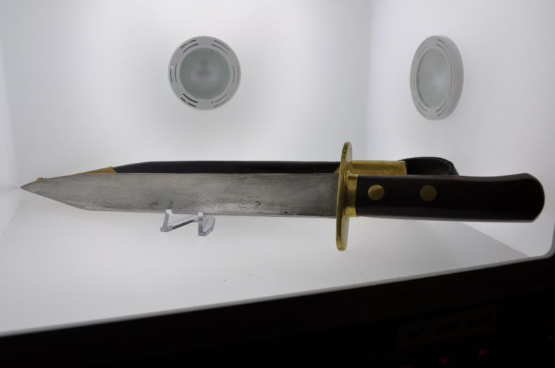 Dickson Knife Custom Damascus Blade Wood Handle Bowie  