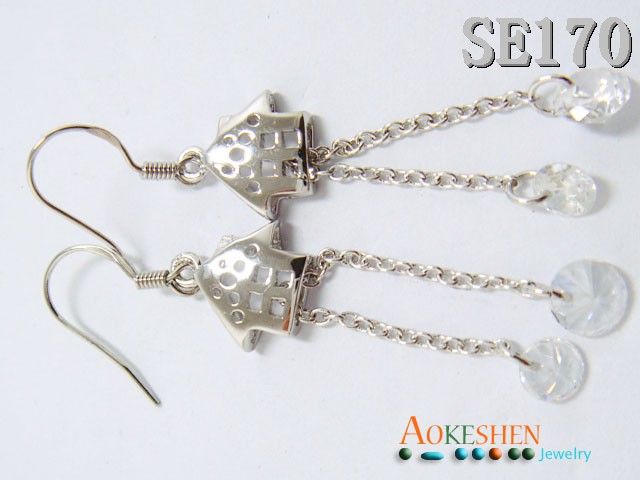   Silver solid charm Dangle eardrop jewelry hooks Earrings  