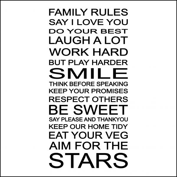 Wall Sticker Family Rules LIst Vinyl Art Decal  