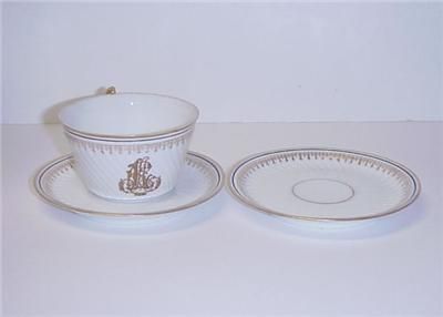 ANTIQUE MANSARD 34 RUE PARADIS PARIS CUP & 2 SAUCER SET  