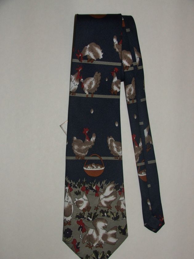 Roster Chicken Egg Silk Tie NEW W/tags Navy  