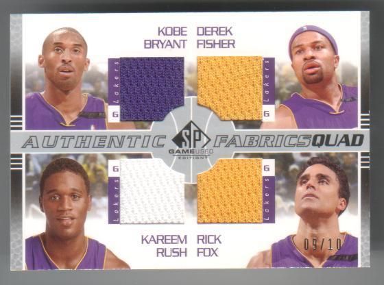 02 03 SPGU QUAD JERSEY KOBE DEREK FISHER RICK FOX #/10  