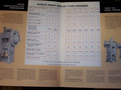 Vtg Erie Foundry Company Catalog~Mechanical Presses  