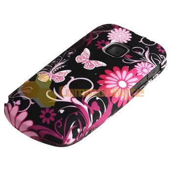 Purple Flower w/ Butterfly TPU Rubber Skin Case Cover For Nokia C3 