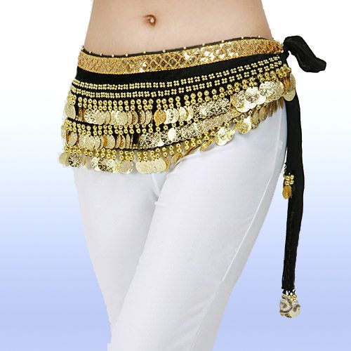   velvet belly dance dancing costumes waist chain hip scarf black  