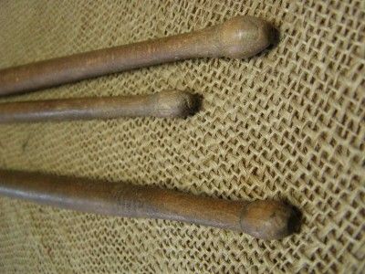 Vintage Set of 3 Wooden Drum Sticks Antique Precussion  