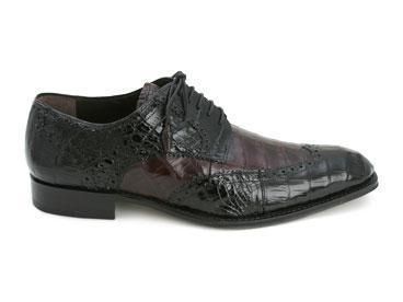 NIB Mezlan Duncan II Black and Burgundy Full Genuine Crocodile Lace Up 