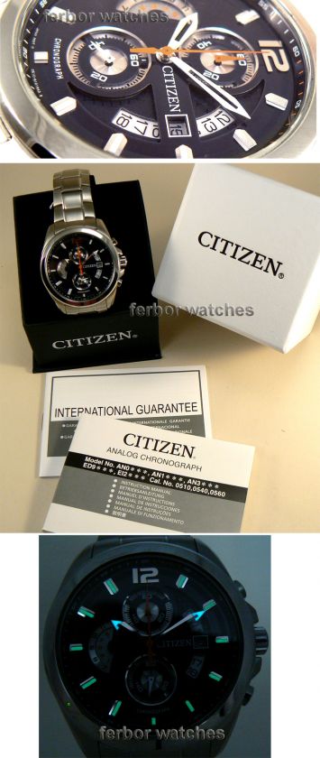 CITIZEN MEN CHRONOGRAPH JAPAN S STEEL 100m AN3420 51L  