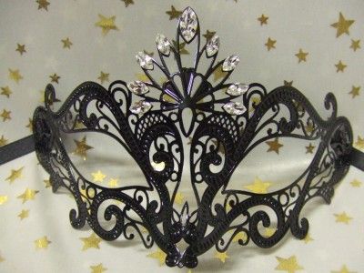 Black Metal Lace Effect Venetian Mask ~ NEW Ball Fancy  