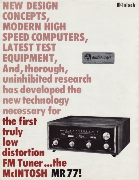 Mcintosh MR77 FM Tuner Brochure  