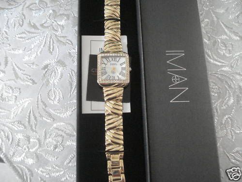 Iman GOLDTONE w/crystals watch NIB  