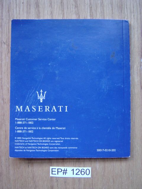 Maserati NavTech GPS Navigation Map Data CD Booklet  