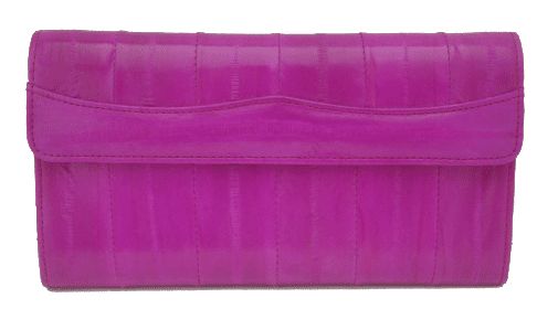 Magenta EEL SKIN LEATHER CLUTCH WALLET PURSE Purpl Pink  