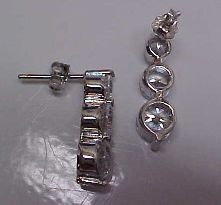 Three stone Rounds 925 Signity cz JOURNEY EARRINGS  