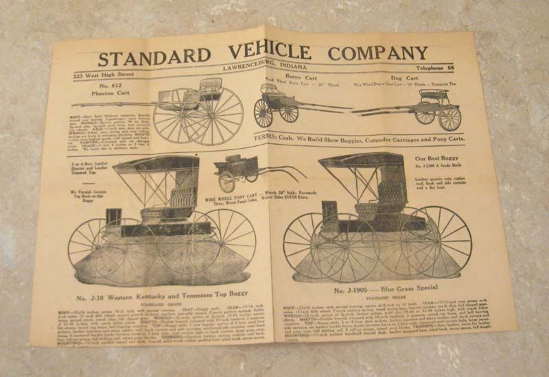 1958 Standard Vehicle Company Lawrenceburg IN Horse Pony Buggy Sales 