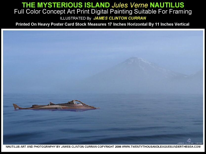 MYSTERIOUS ISLAND Jules Verne NAUTILUS SUBMARINE Art  