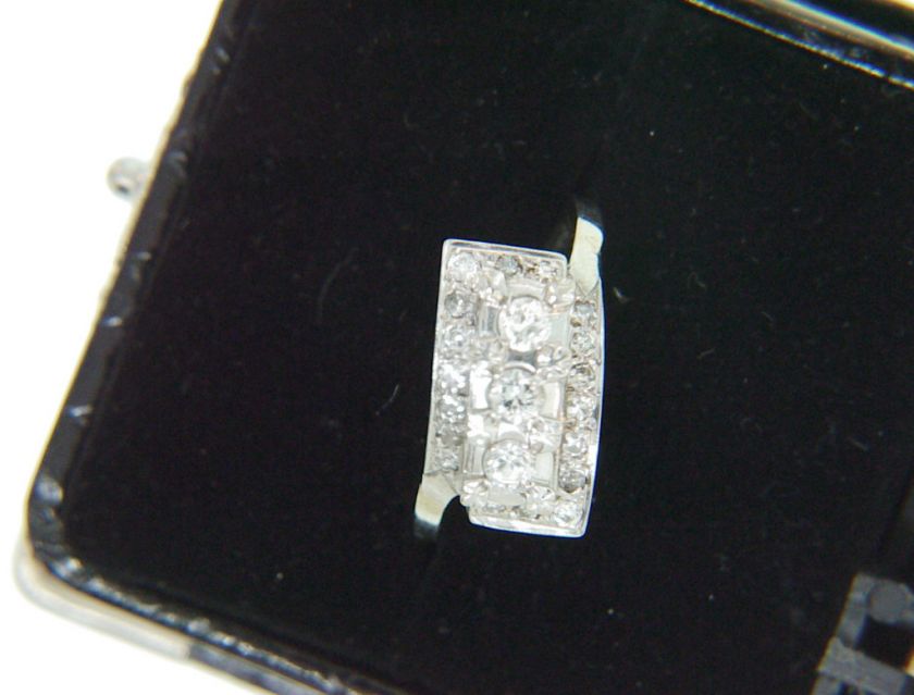   White Gold Cross Over Diamond Ring Old Style   Classic Beauty  