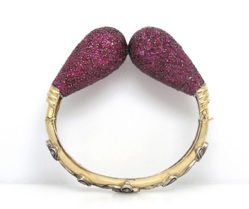 Indian Ruby and Diamond 18k YG Bangle  