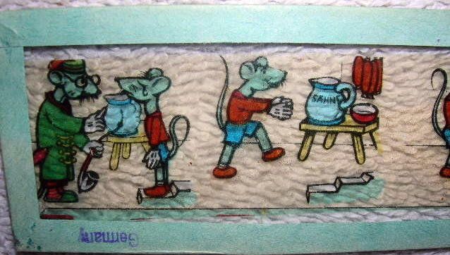 12 German Magic Lantern Slides, Cartoons 1920 Mickey  