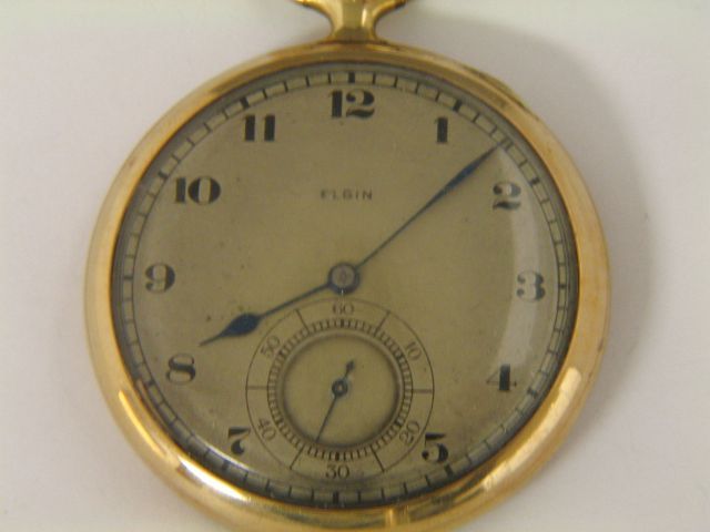 Elgin Open Face Pocket Watch Runs Parts Repair  