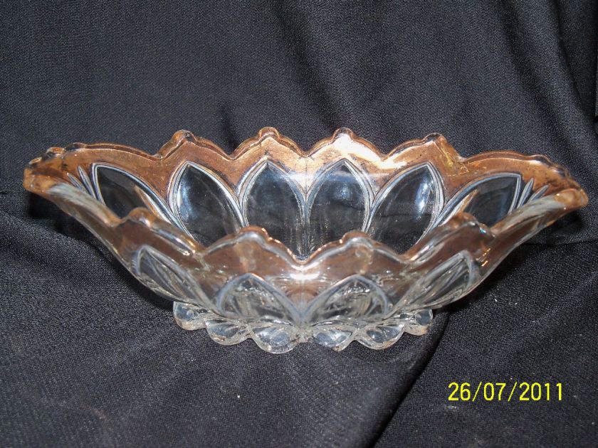 Church Windows Tulip Petals Olive Relish Dish bowl US Glass #15082 