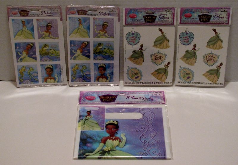 Princess and the Frog Birthday Stickers Temporary Tattoos Treat Bags 8 