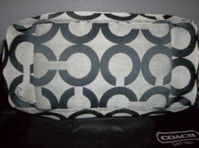 Coach LOGO madison SATCHEL black & grey LEATHER trim  