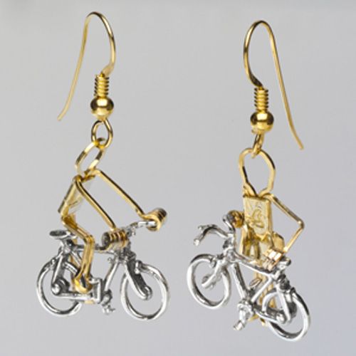 EARRINGS CYCLIST BICYCLE SPORTS Pierced Ears NEW GIFT  