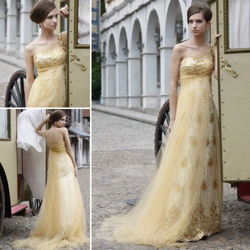 NEW Gorgeous Gold Long Evening Gowns/Wedding Dresses #8050594  