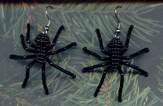 BLACK FALL BEADED SPIDER EARRINGS  