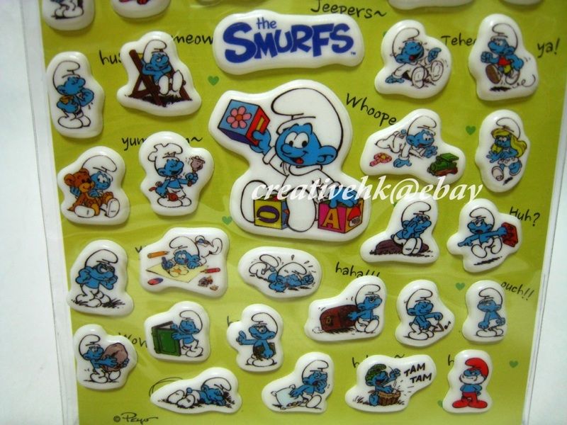 The Smurfs Die cut 3D Bubble Stickers Scrapbook Deco  