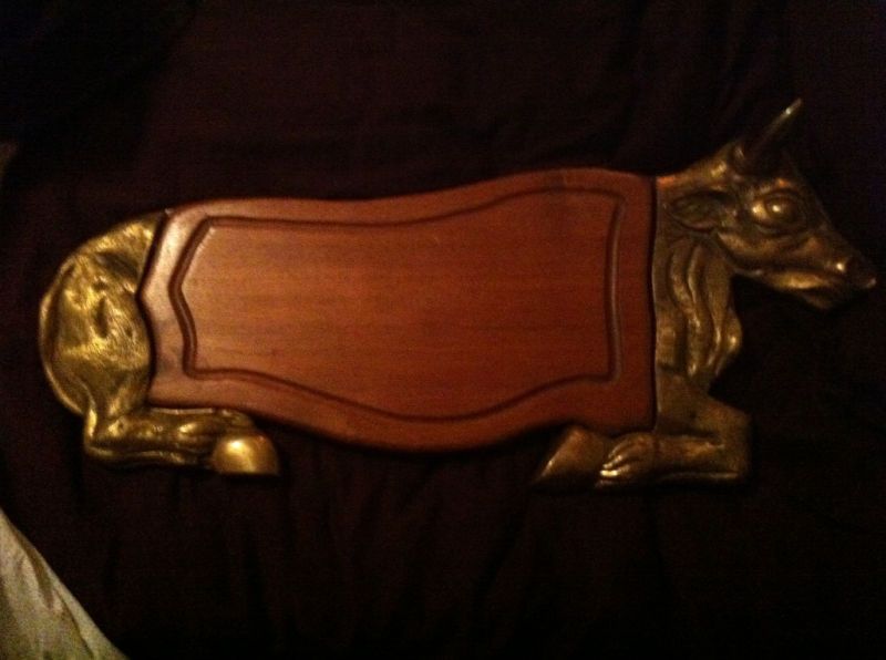 Large Brass & Wood BULL/COW Wall Hanging  