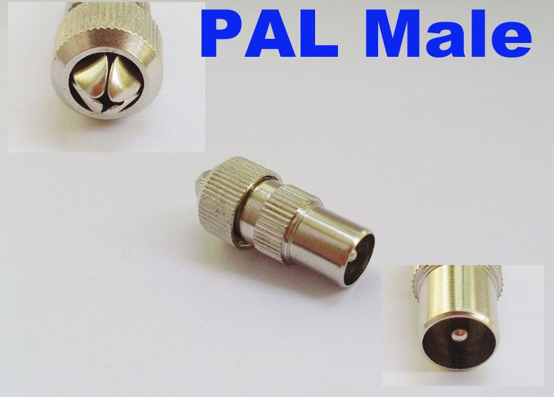 Nickel RF Antenna CATV TV FM Coax Cable PAL Male Plug Connector 