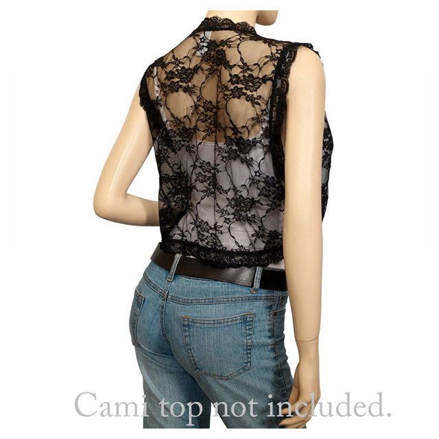 Plus Size Front Tie Lace Bolero Shrug Black  