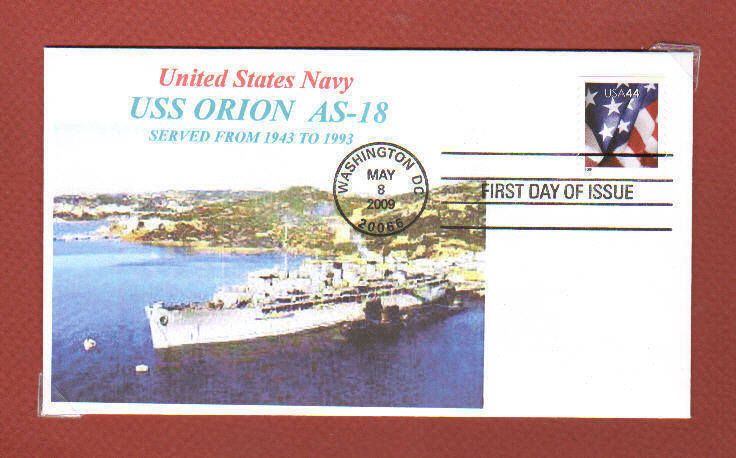 USS ORION AS 18 USN SUBMARINE TENDER Photo Cachet   