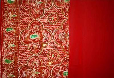   PAISLEY JARI GOTA WORK ZARDOZI HAND EMBROIDERY TRADITIONAL BRIDAL SARI