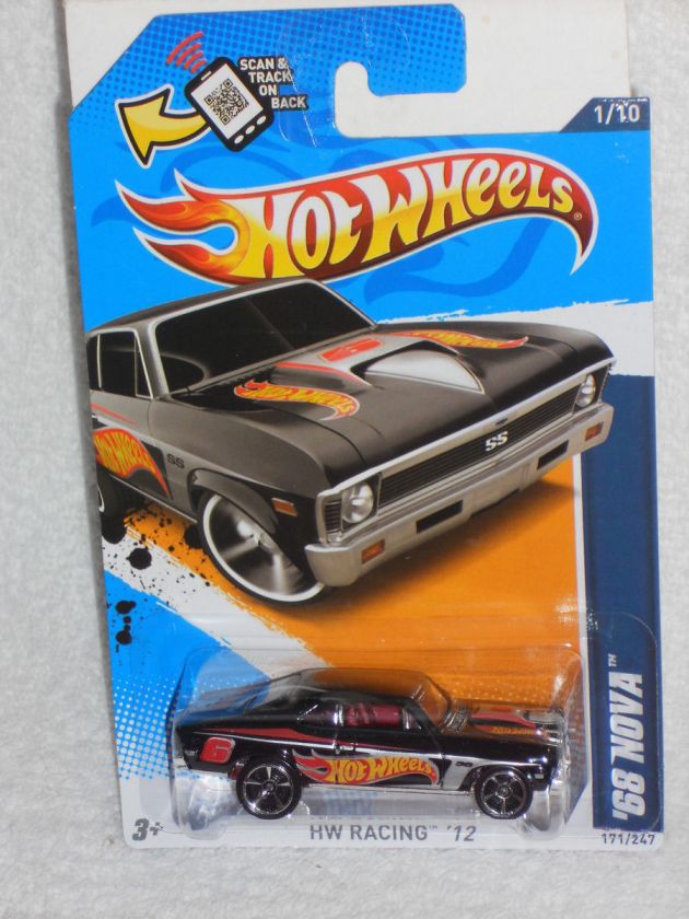   Wheels 2012 HW Racing 12 1/10   68 Nova   Black w/ Race Team Tampos