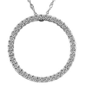   Genuine Diamond Circle Of Life Eternity Pendant 14K White Gold New