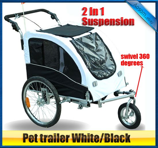 IN 1 Double Pet Trailer Bike Trailer/Stroller jogging Suspension 