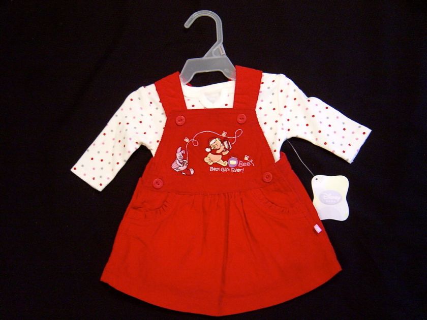 Girls Winnie The Pooh Christmas Jumper Set Size NB  