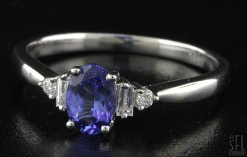 14K WHITE GOLD .72CTW DIAMOND/TANZANITE COCKTAIL RING SIZE 7  